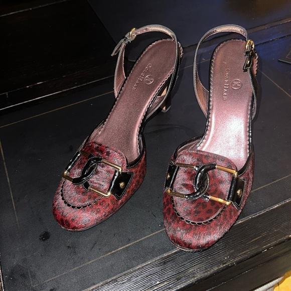 Black and Crimson Cole Haan Haired Sling-backs - Picture 6 of 9